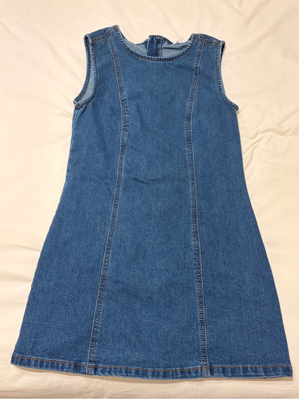 Vigoss Girls Denim A-Line Sleeveless Dress in Blue